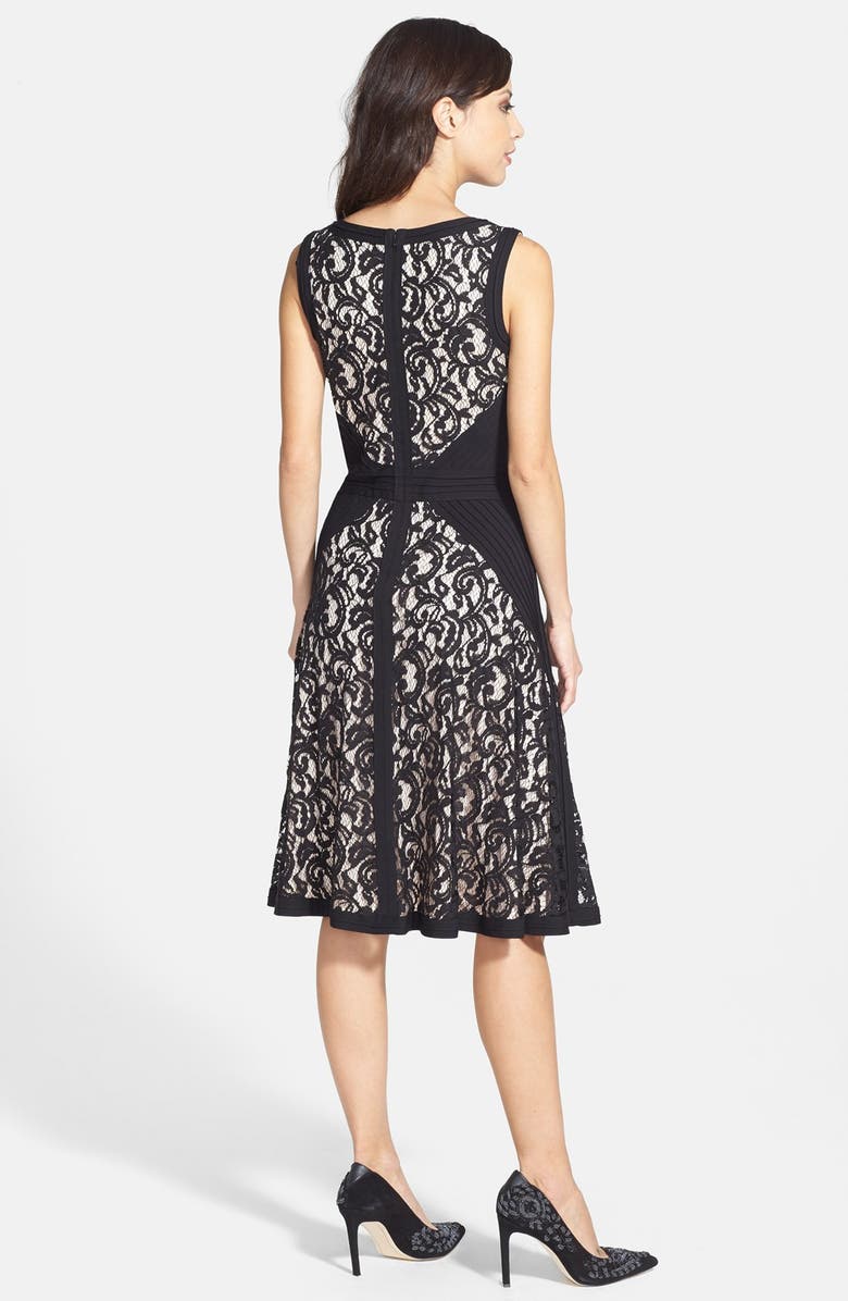 Tadashi Shoji Lace & Jersey Fit & Flare Dress, Alternate, color, 