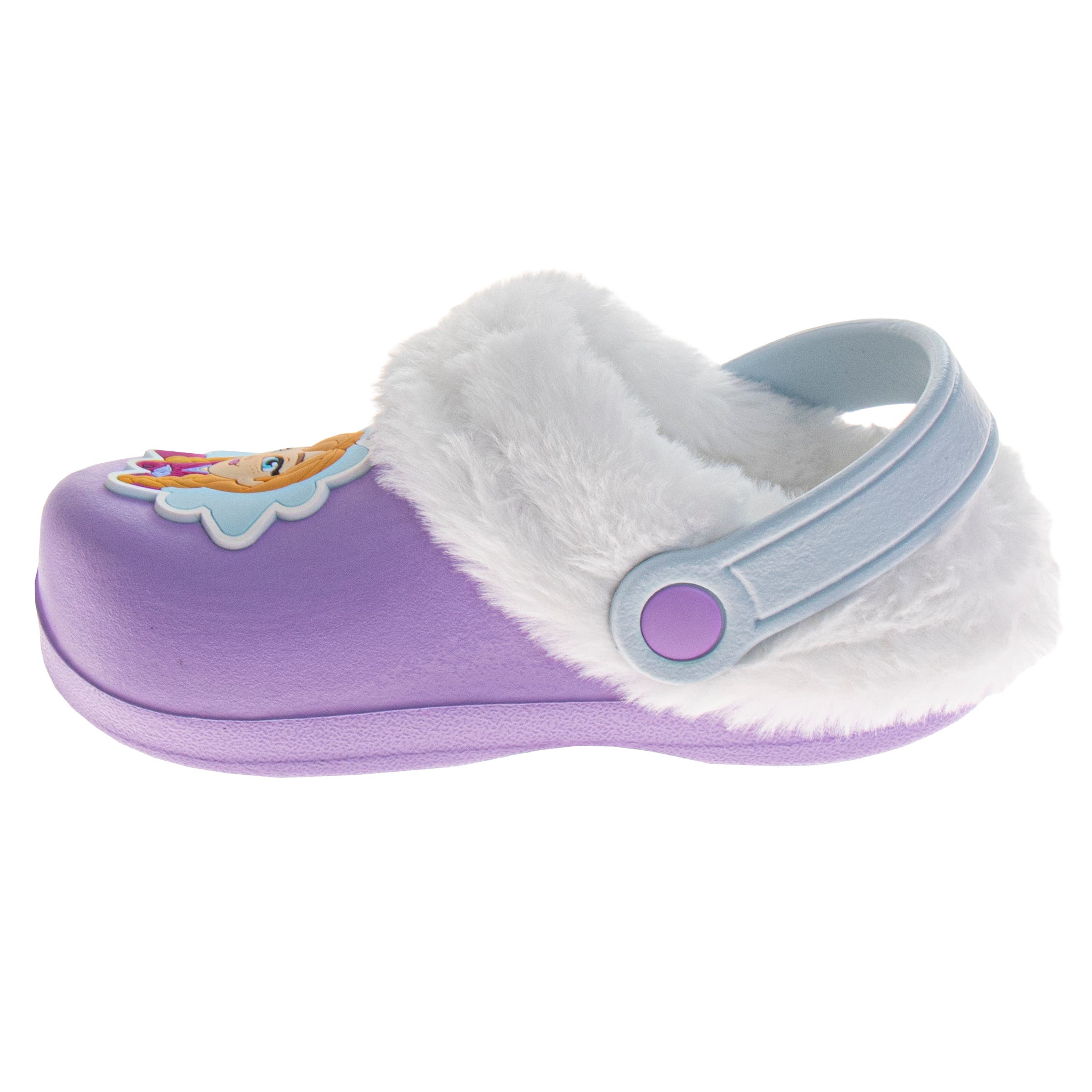 Disney Frozen Anna and Elsa Girls' Clogs - Fuzzy, Fleece-Lined, and Warm Garden Shoes, Alternate, color, Lilac