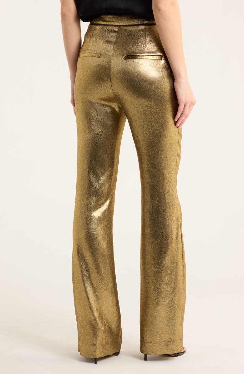 Veronica Beard Gracie Metallic Flare Leg Pants, Alternate, color, Vintage Gold