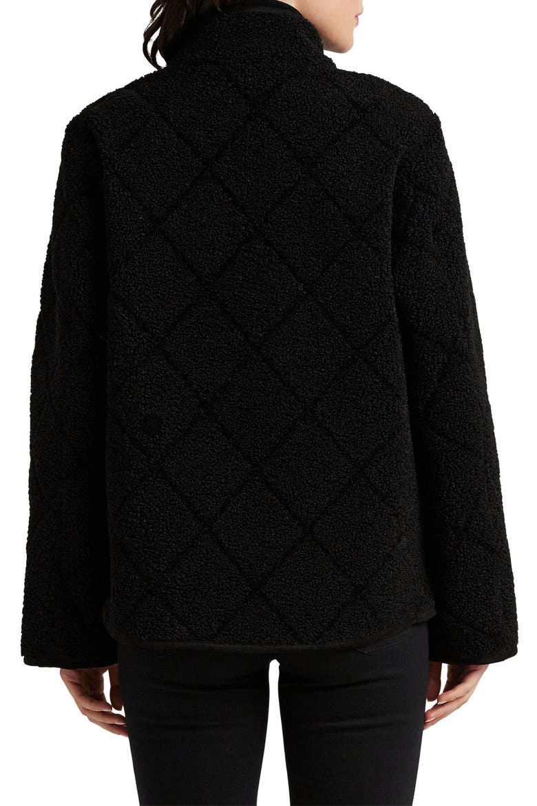 Quilted Faux Shearling Jacket, Alternate, color, BLACK