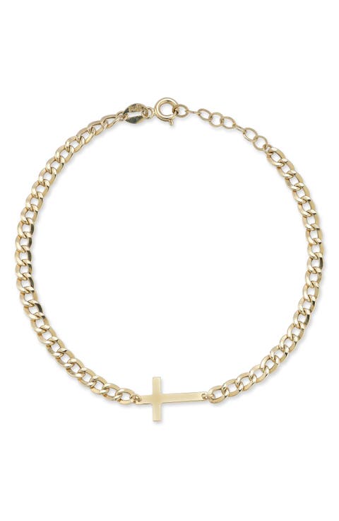 14K Yellow Gold Cross Bracelet