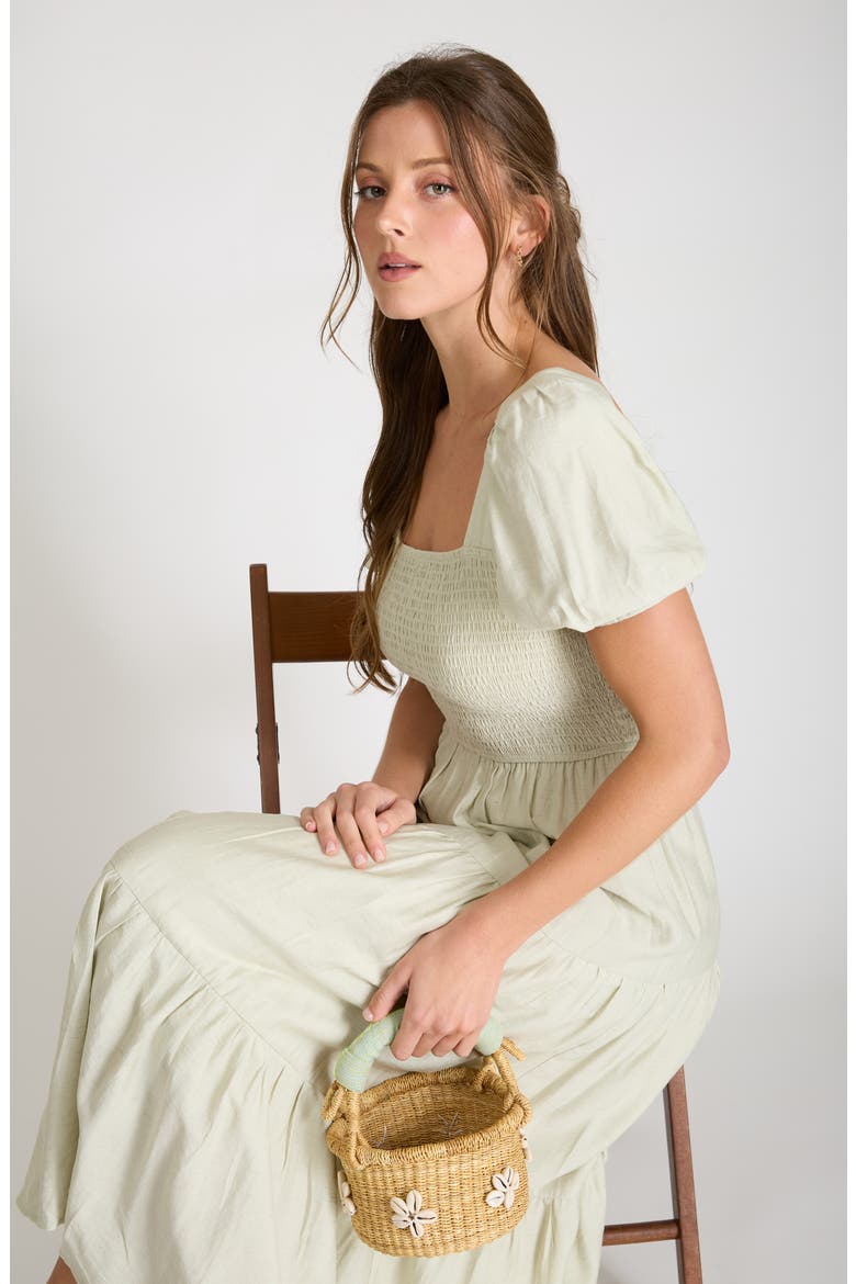 Smocked Bodice Maxi Dress, Alternate, color, SAGE