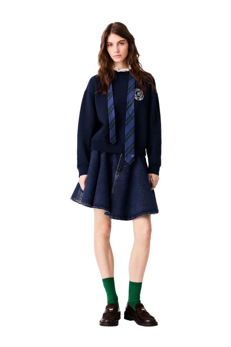 Sweatshirt with poplin details, Main, color, Navy