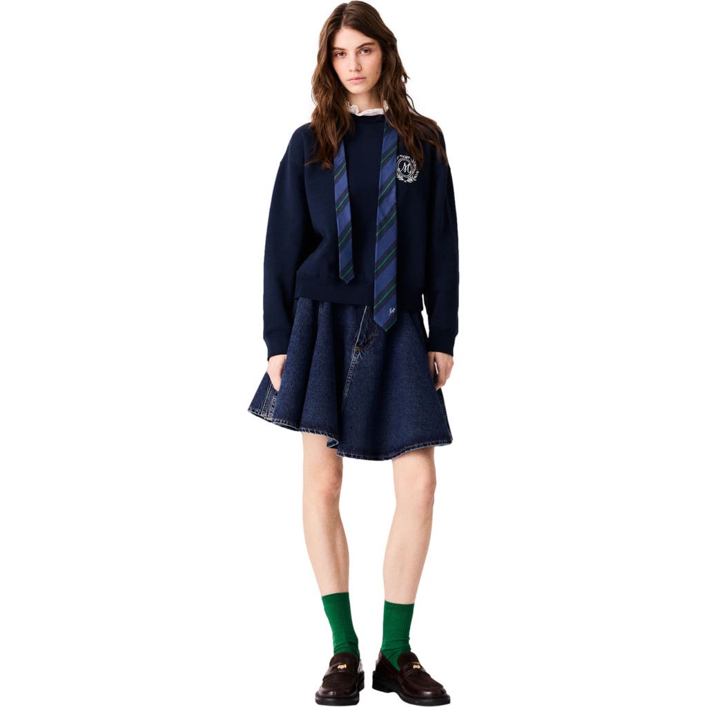 Maje Sweatshirt With Poplin Details In Navy