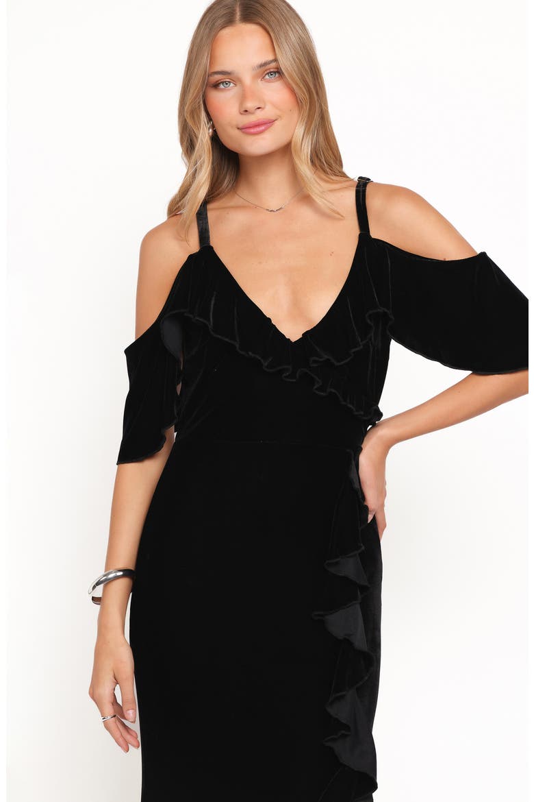 Micah Cold Shoulder Velvet Dress, Alternate, color, BLACK
