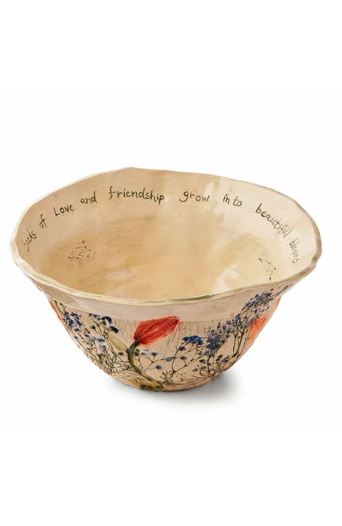 Nina J Design Studios Pressed Garden Of Love Serving Bowl In Brown