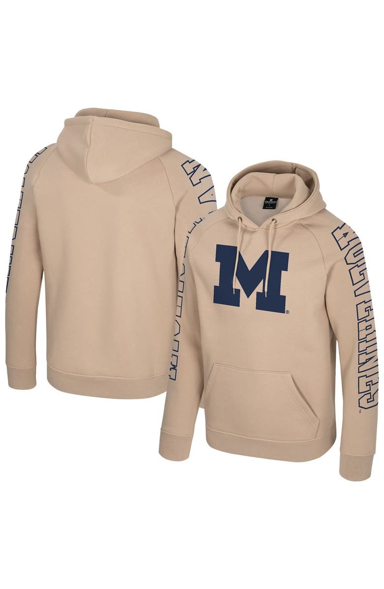 COLOSSEUM Men's Colosseum Tan Michigan Wolverines Big Break Raglan Hoodie, Main, color, Tan