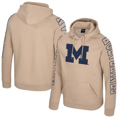 Men's Colosseum Tan Michigan Wolverines Big Break Raglan Hoodie