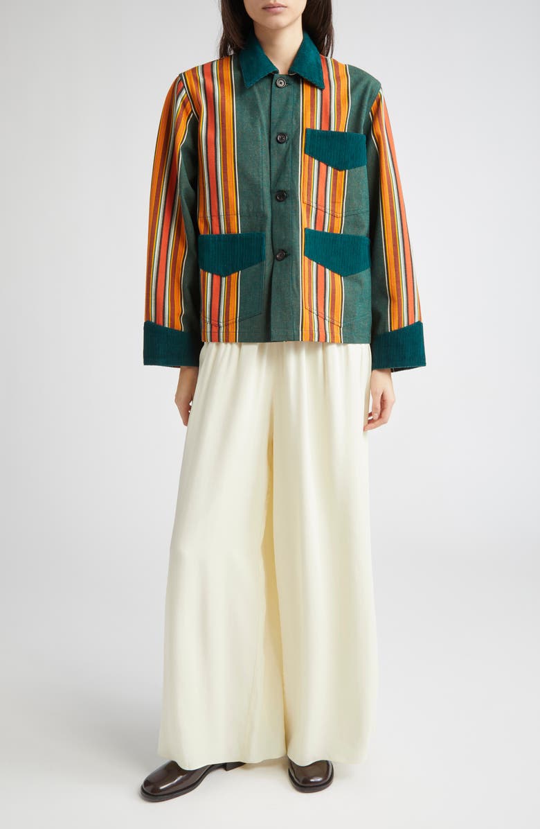 Bode Parakeet Stripe Craft Jacket, Alternate, color, Green Multi