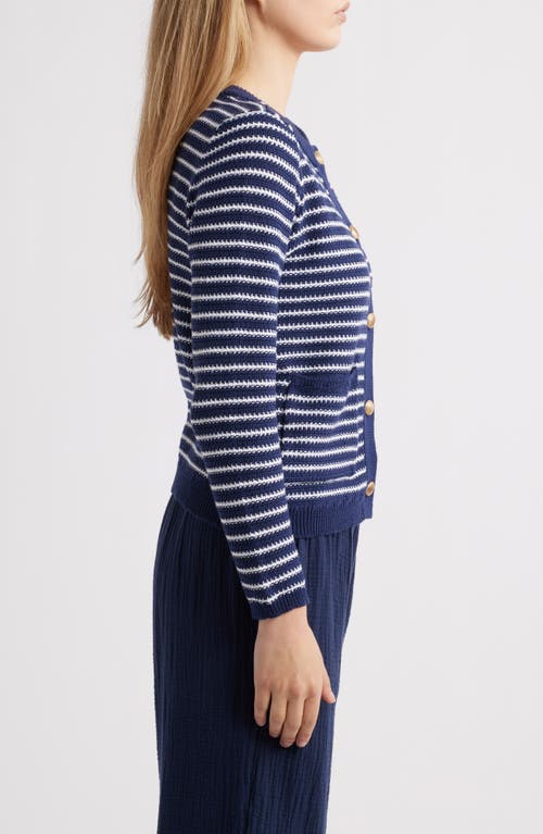 Beachlunchlounge Piera Stripe Cardigan In Blue