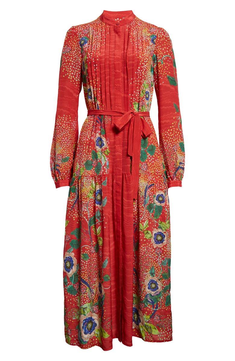 SALONI Remi Long Sleeve Silk Dress, Alternate, color, 