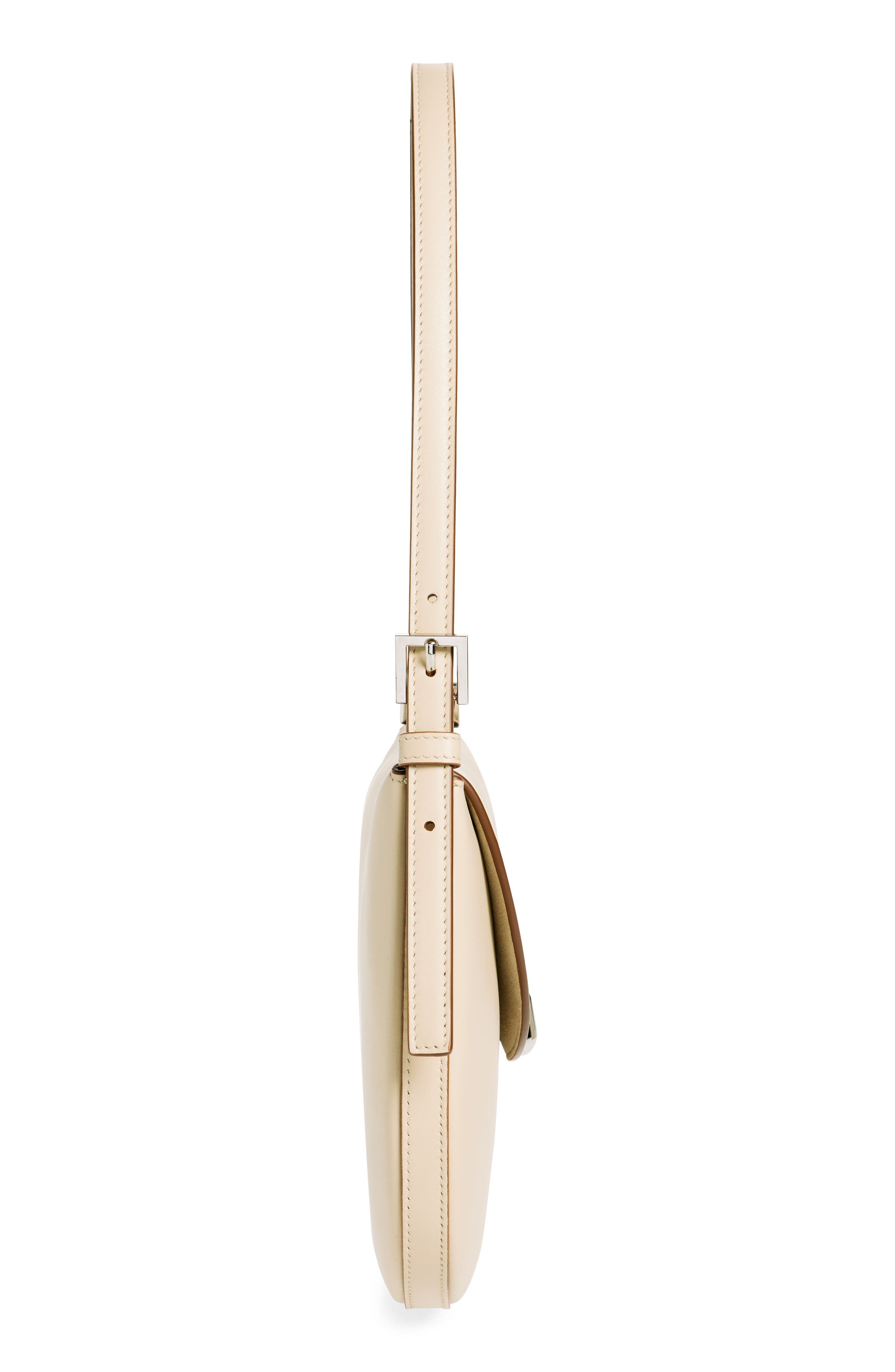 SAVETTE Small Tondo Leather Hobo Bag, Alternate, color, Bone