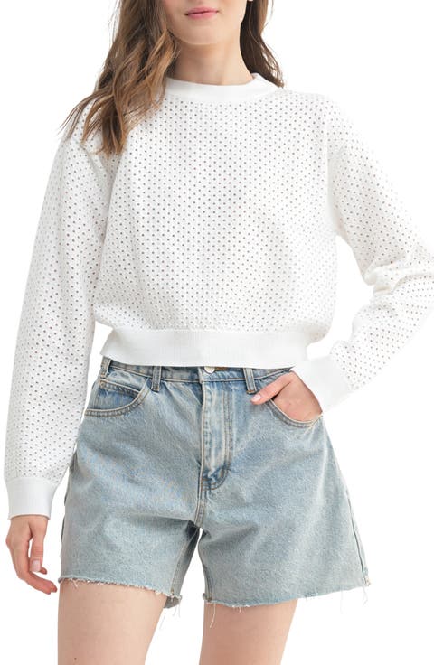 Pointelle Crewneck Sweater