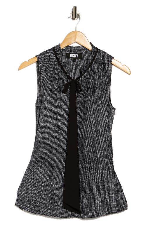 Dkny Tie Neck Sleeveless Pleated Top In Gray
