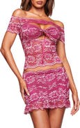 I.AM.GIA Crystal Off the Shoulder Lace Top
