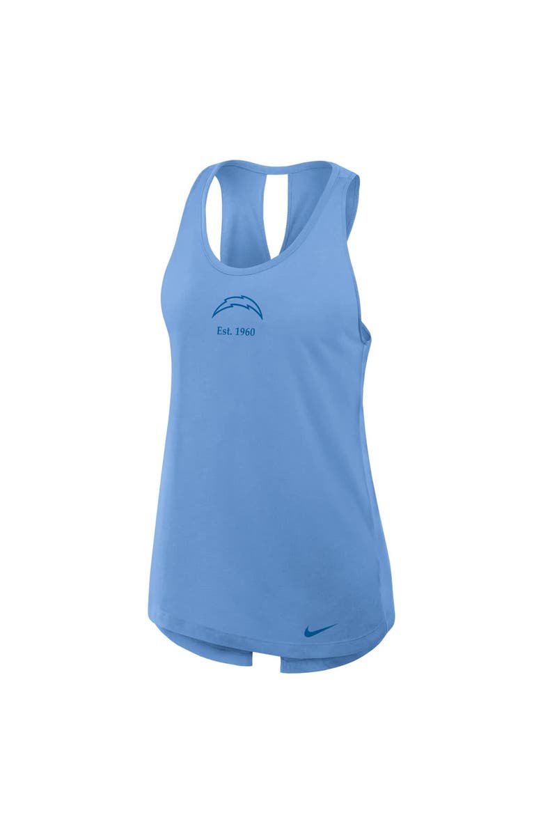 Nike Women's Nike Powder Blue Los Angeles Chargers Glory Crisscross Performance Tank Top, Alternate, color, Powder Blue