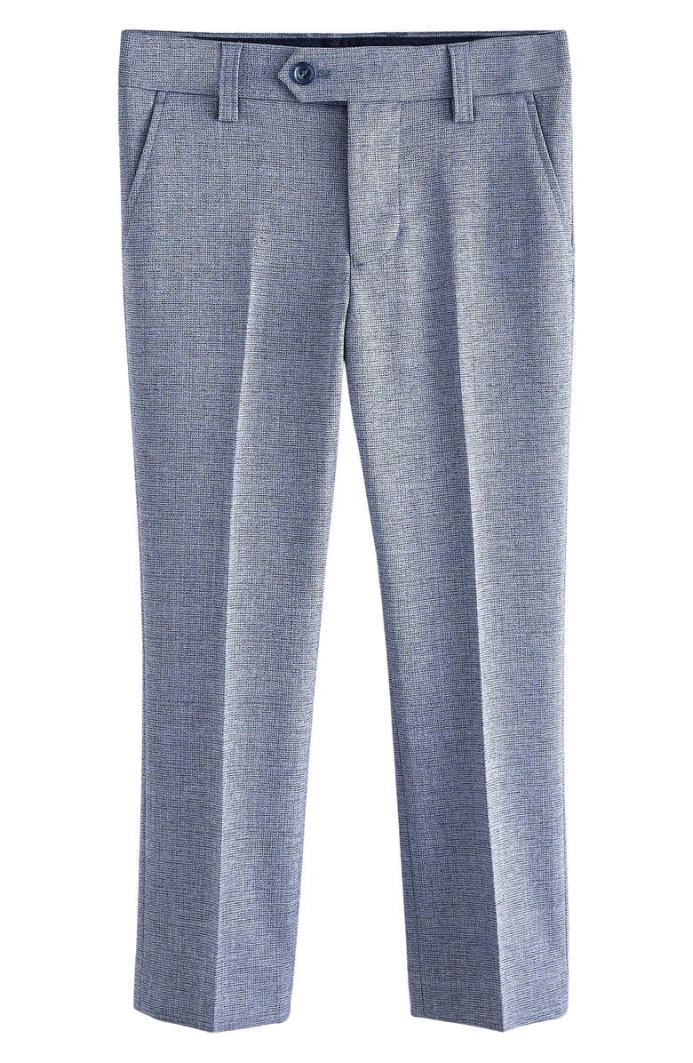 NEXT Kids
 Skinny Fit Flat Front Textured Blue Dress Pants, Main, color, 