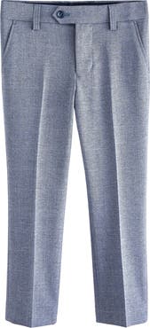 NEXT Kids' Skinny Fit Flat Front Textured Blue Dress Pants