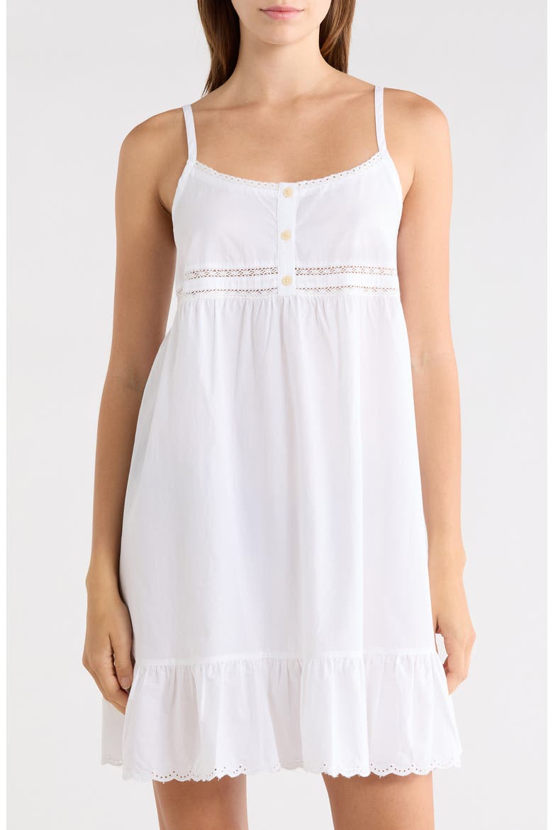 Eyelet Detail Cotton Nightgown, Main, color, WHITE