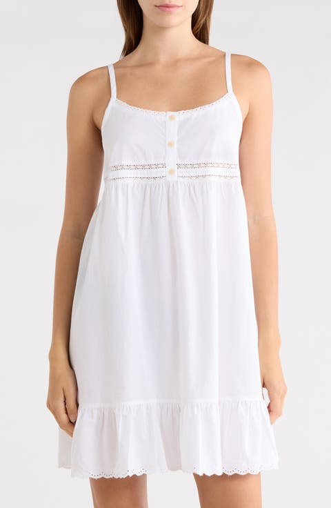 Eyelet Detail Cotton Nightgown