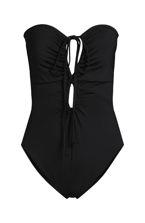 Shop Lands' End Ruched Multi-way V-neck Halter High Leg One Piece Swimsuit