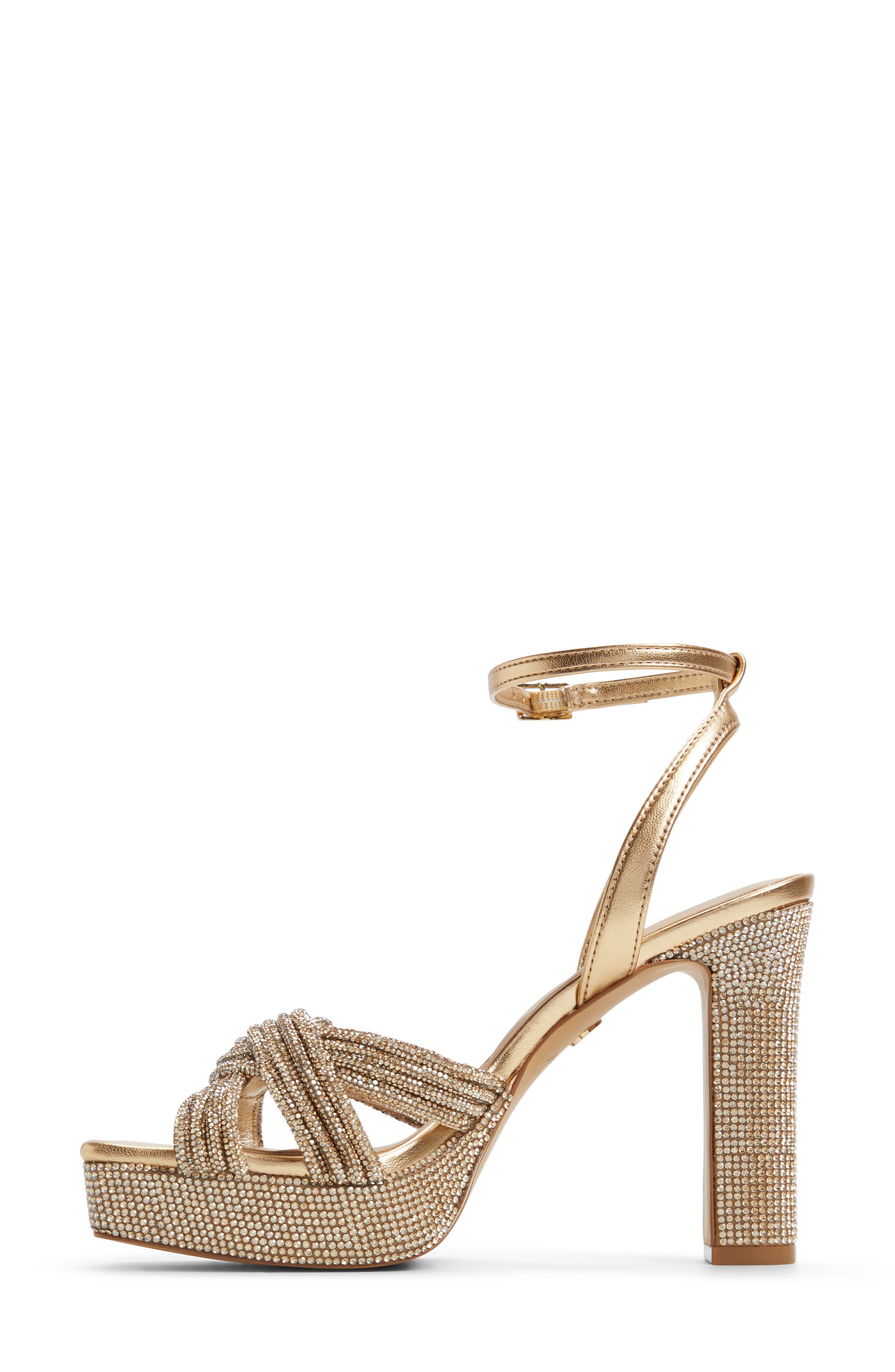 ALDO Shimma Ankle Strap Platform Sandal, Alternate, color, Gold