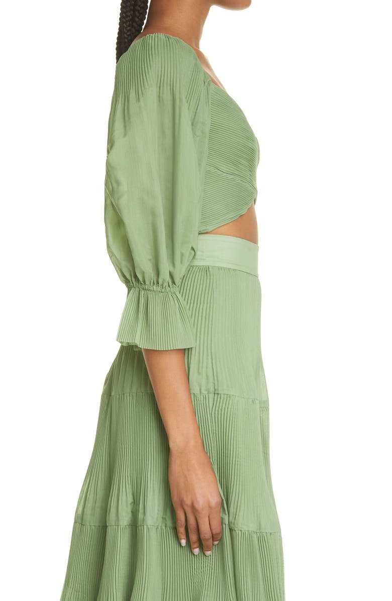 Zimmermann Pleated Bodice Balloon Sleeve Crop Top, Alternate, color, 