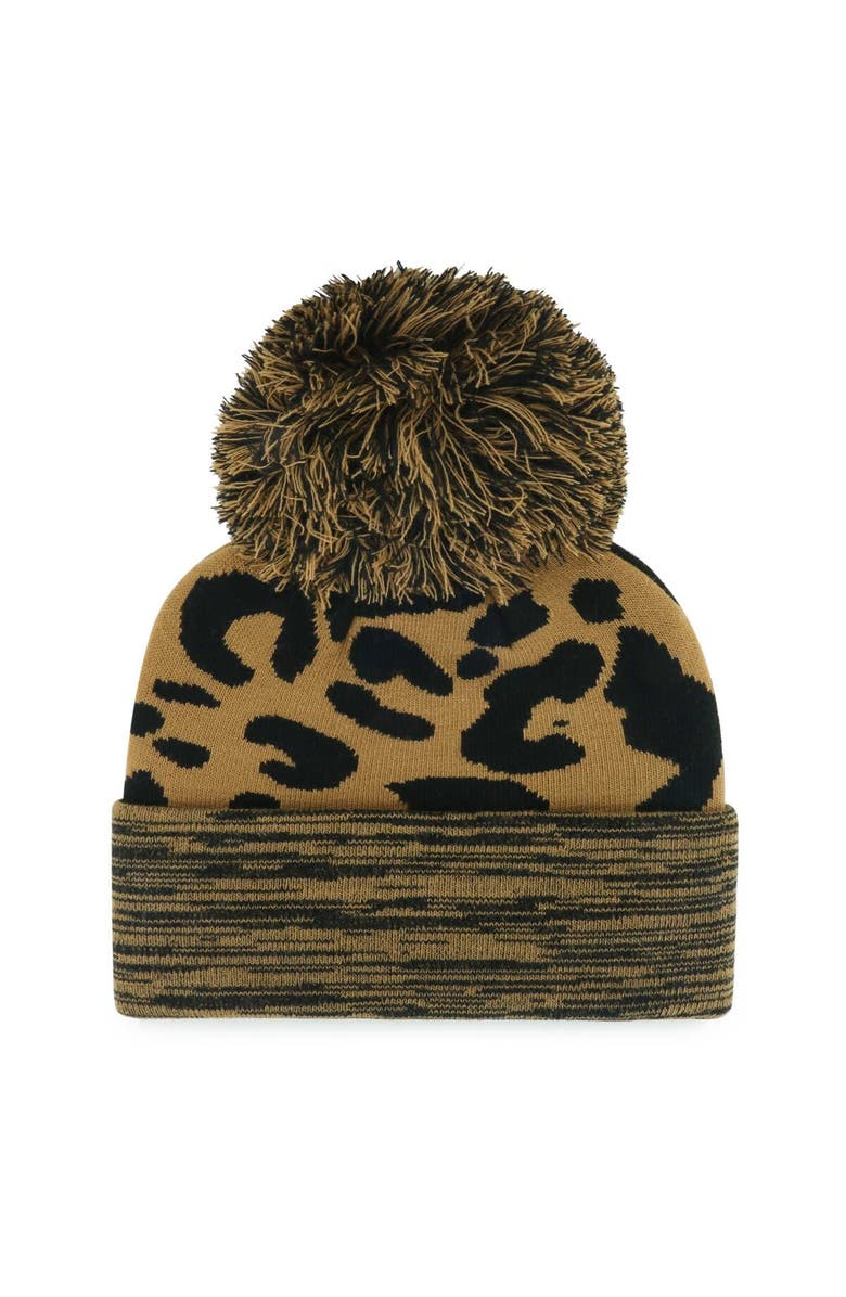'47 Women's '47 Leopard Brooklyn Nets Rosette Cuffed Knit Hat with Pom, Alternate, color, Leopard
