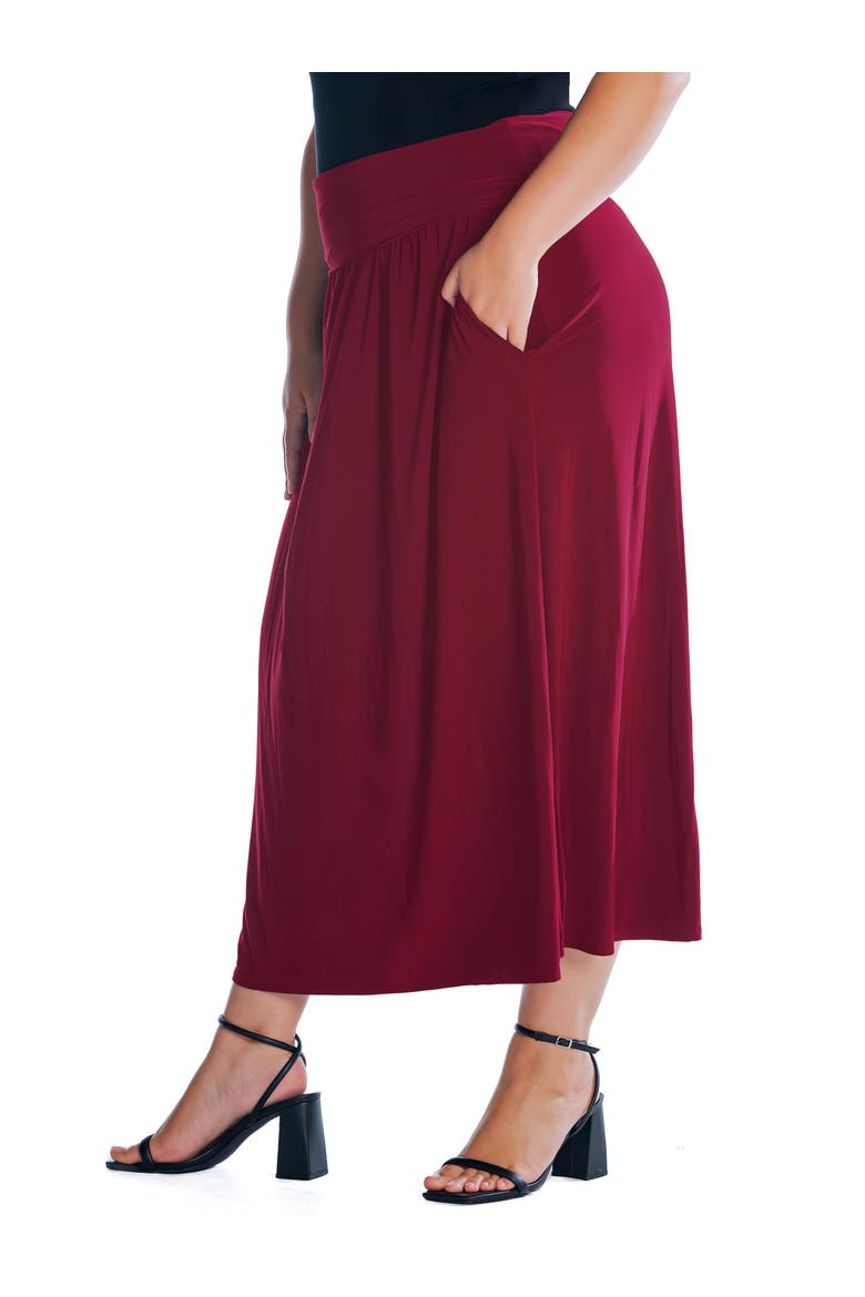 Foldover Maxi Skirt, Alternate, color, WINE