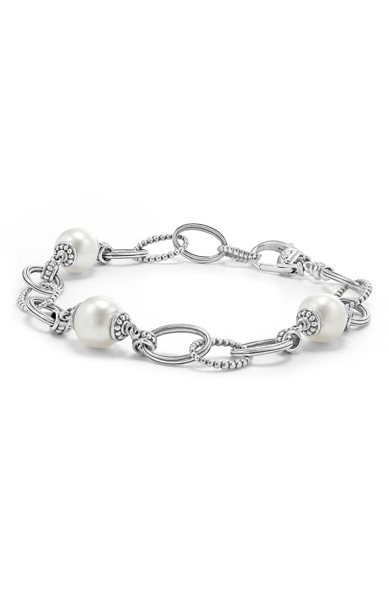 LAGOS Luna Freshwater Pearl Station Bracelet, Main, color, Marine
