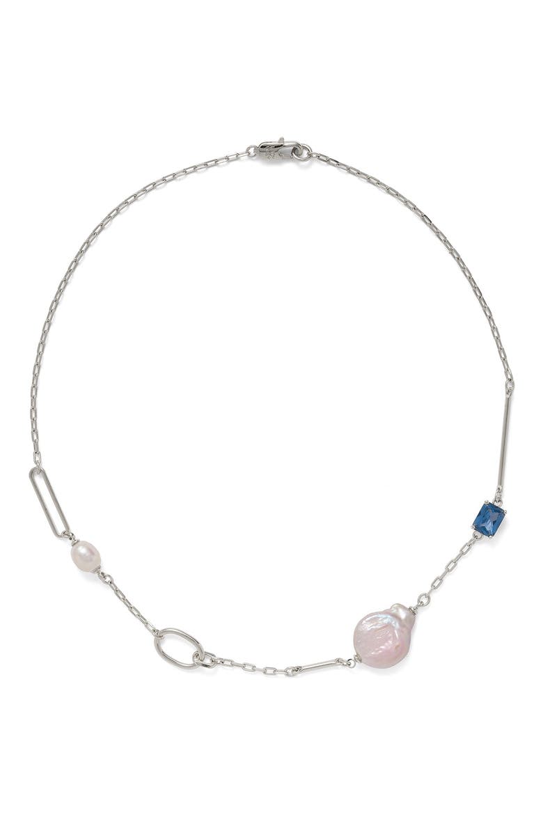 Nova Necklace, Main, color, SILVER/BLUE ZIRCON/BLUSH PEARL