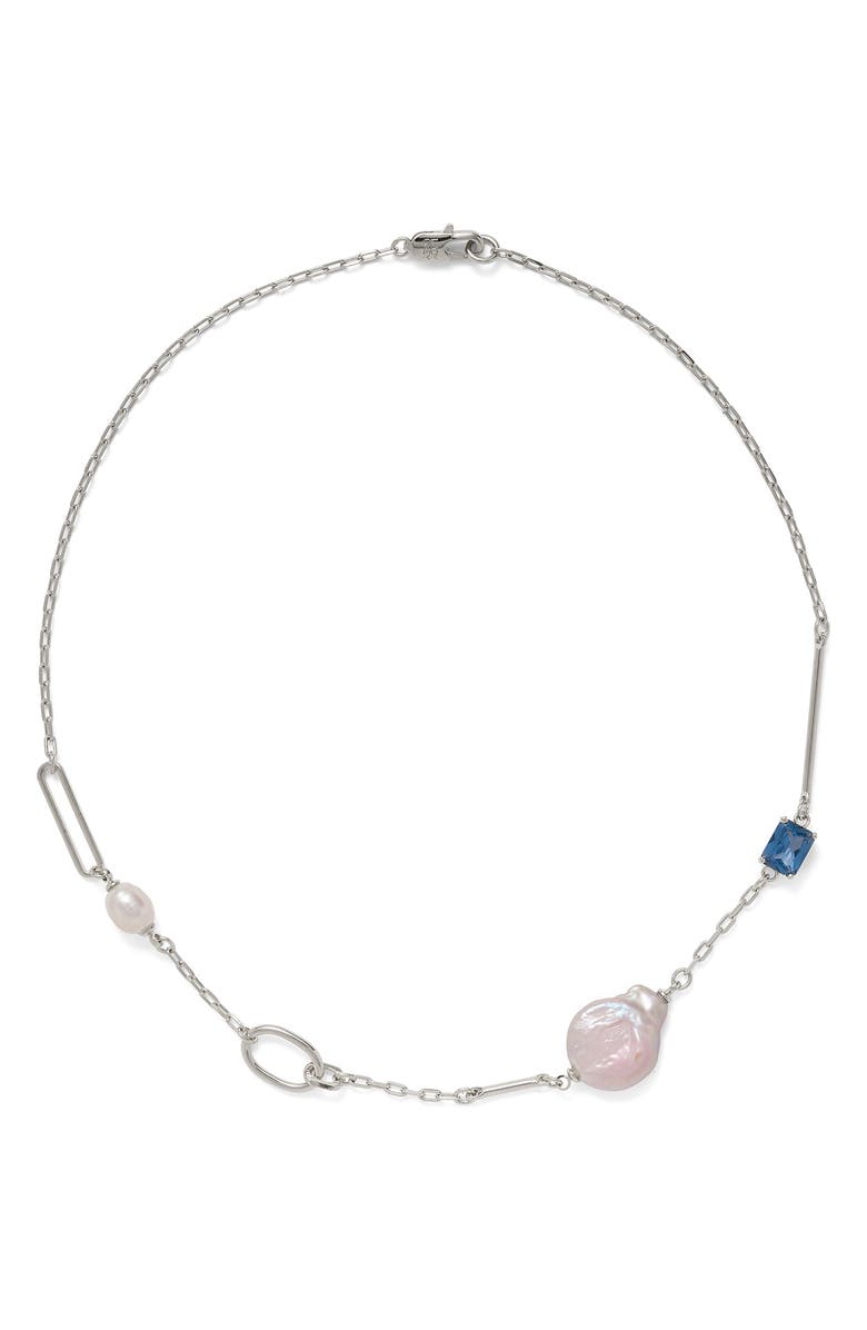 Lady Grey Nova Necklace, Main, color, Silver/Blue Zircon/Blush Pearl