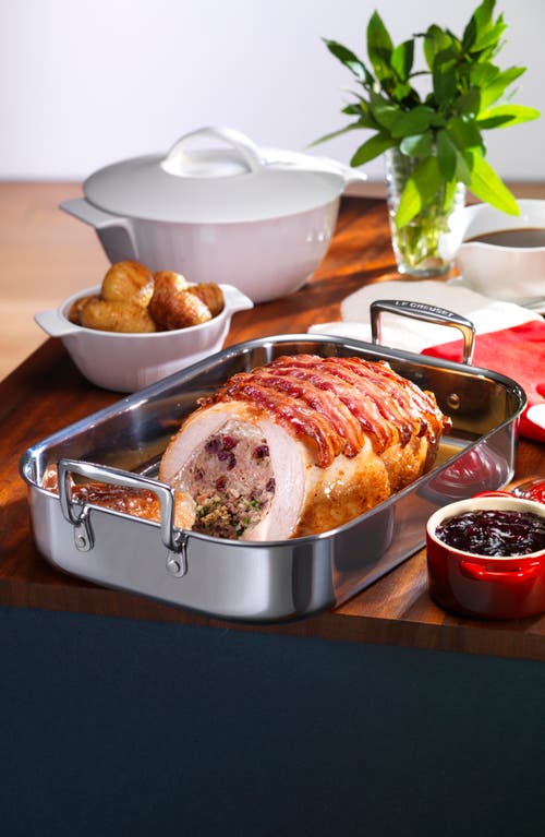 Le Creuset Classic Rectangular Roasting Pan & Rack In Silver