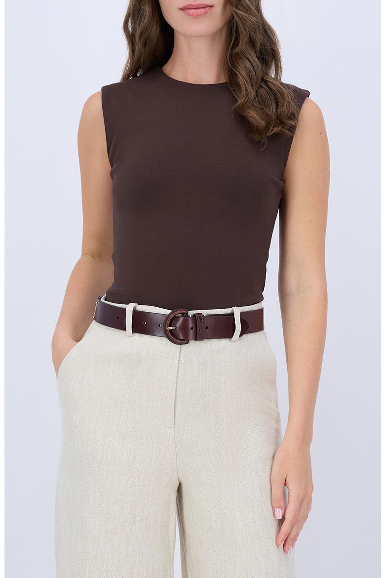 Leather Belt, Alternate, color, BROWN