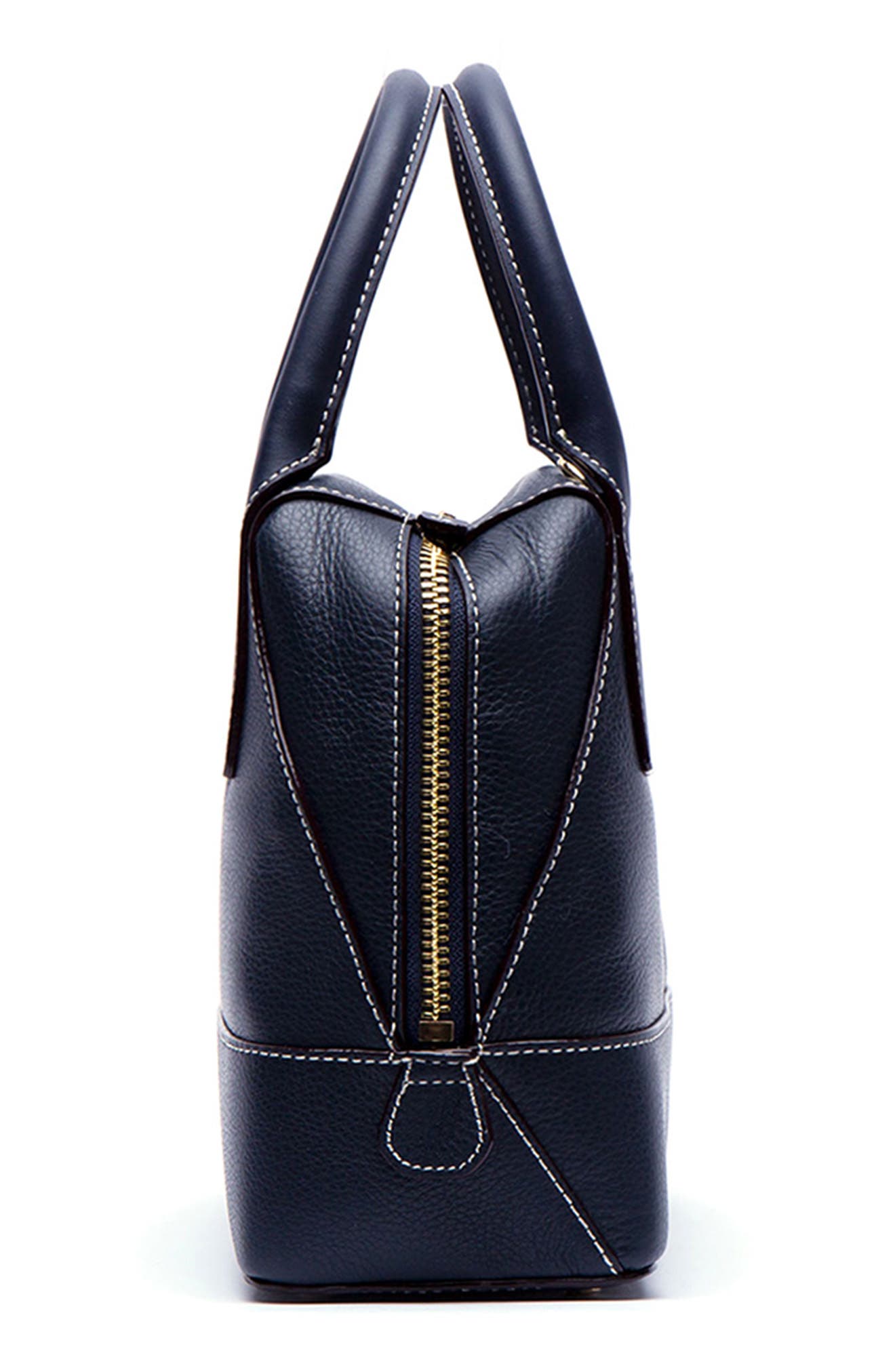 Small Abby Leather Satchel, Alternate, color, NAVY