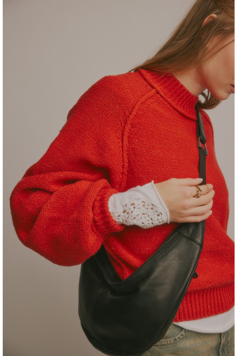 Riley Mock Neck Sweater, Alternate, color, FIERY RED