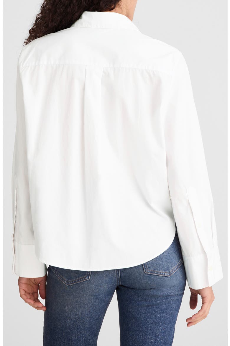 Easy Y-Neck Poplin Button-Up Shirt, Alternate, color, WHITE
