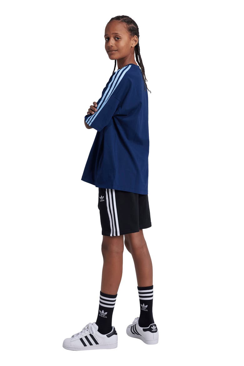 Kids' 3-Stripes French Terry Shorts, Alternate, color, BLACK