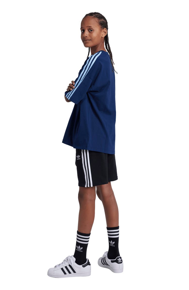 adidas Kids' 3-Stripes French Terry Shorts, Alternate, color, Black