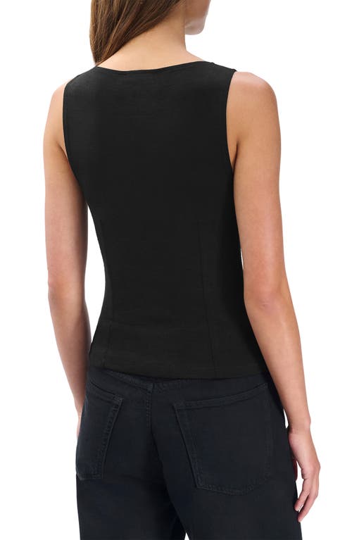 Rag & Bone The Knit Boat Neck Button Front Tank In Black