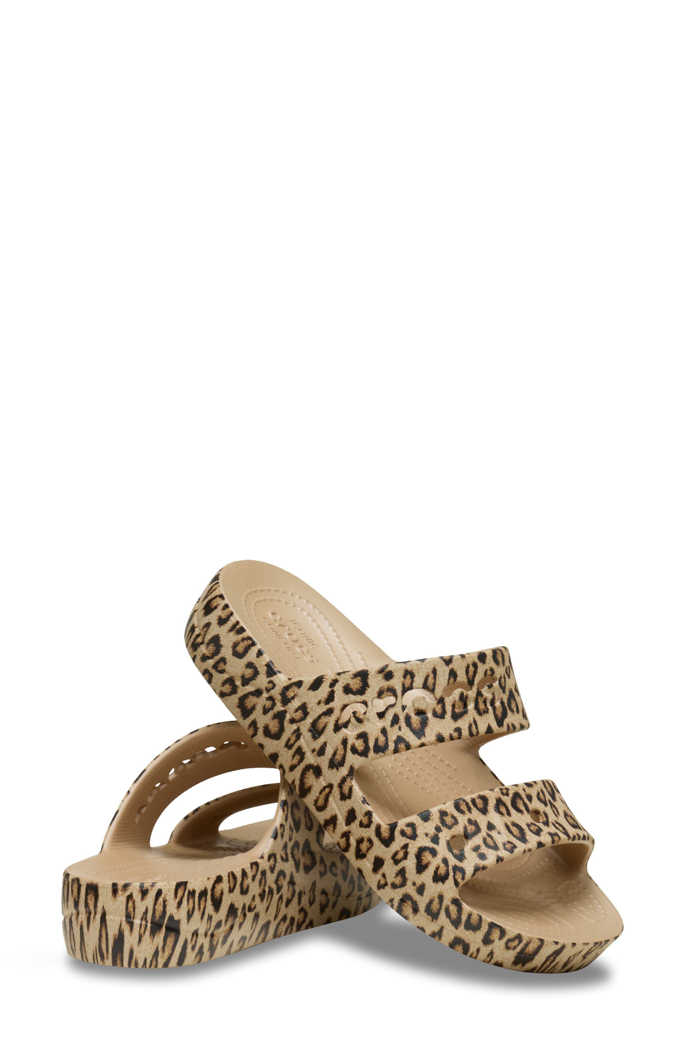CROCS Baya Animal Platform Slide Sandal, Alternate, color, Leopard Gold