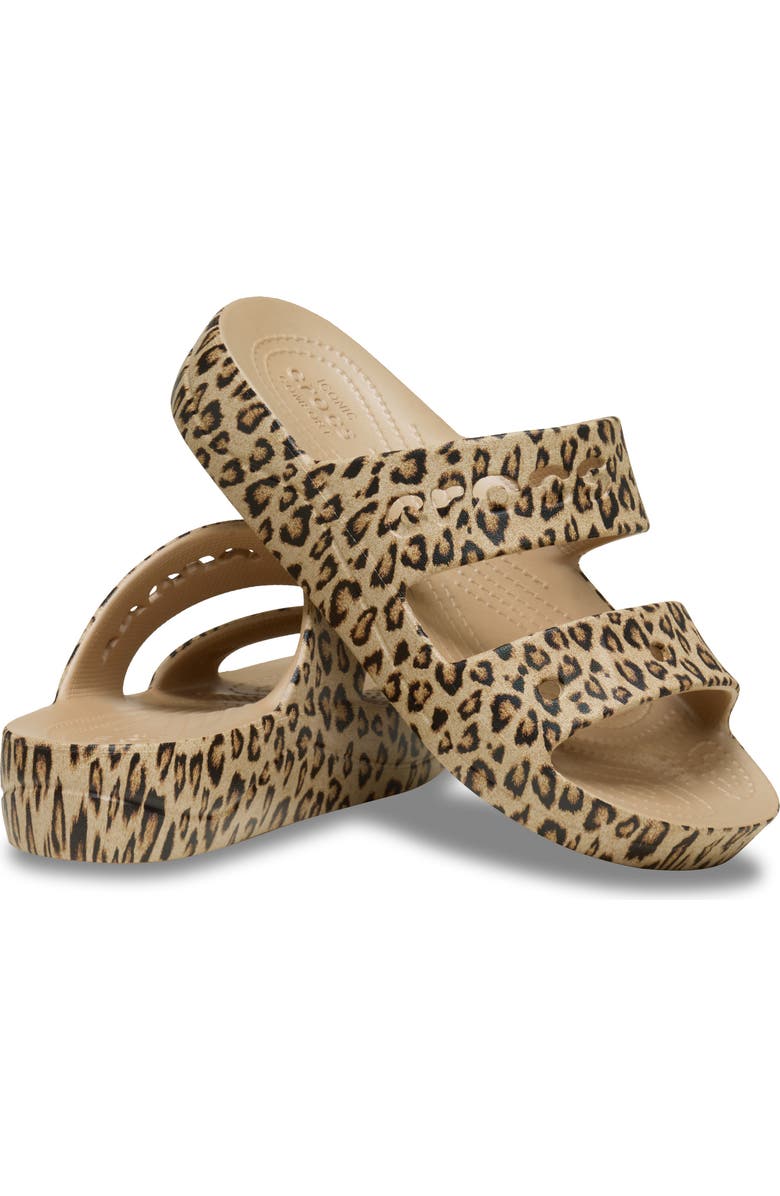 CROCS Baya Animal Platform Slide Sandal, Alternate, color, Leopard Gold