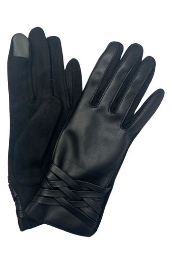 Marcus Adler Faux Leather Gloves In Black