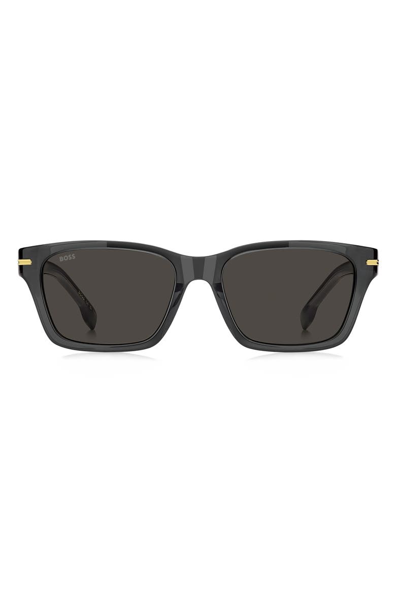 56mm Rectangular Sunglasses, Main, color, GREY GOLD/ GREY