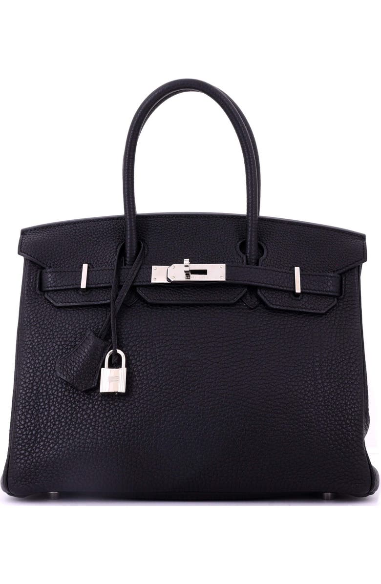 Pre-Owned Hermes Birkin Handbag Black Togo with Palladium Hardware 30, Main, color, Noir