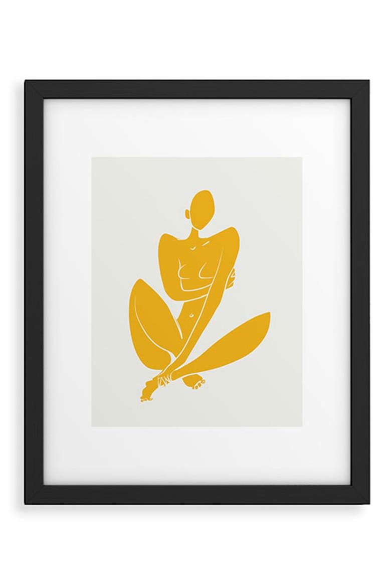 Little Dean Sitting Nude in Yellow Framed Art Print, Main, color, YELLOW