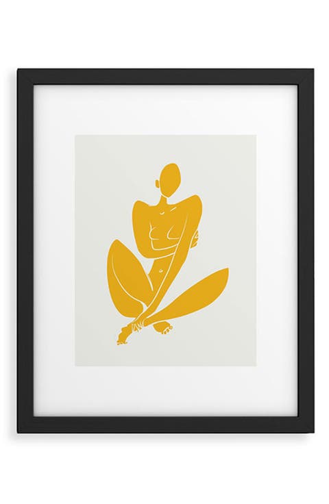 Little Dean Sitting Nude in Yellow Framed Art Print