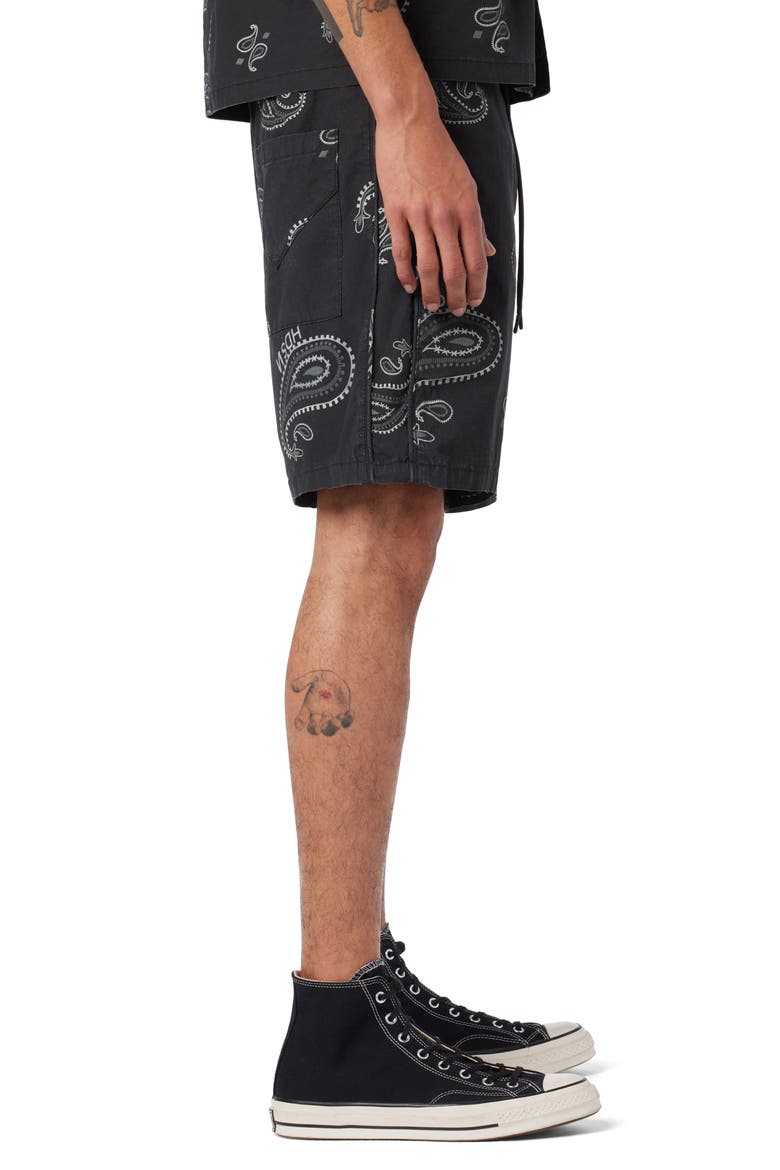 Racer Stretch Ripstop Drawstring Shorts, Alternate, color, BLACK BANDANA