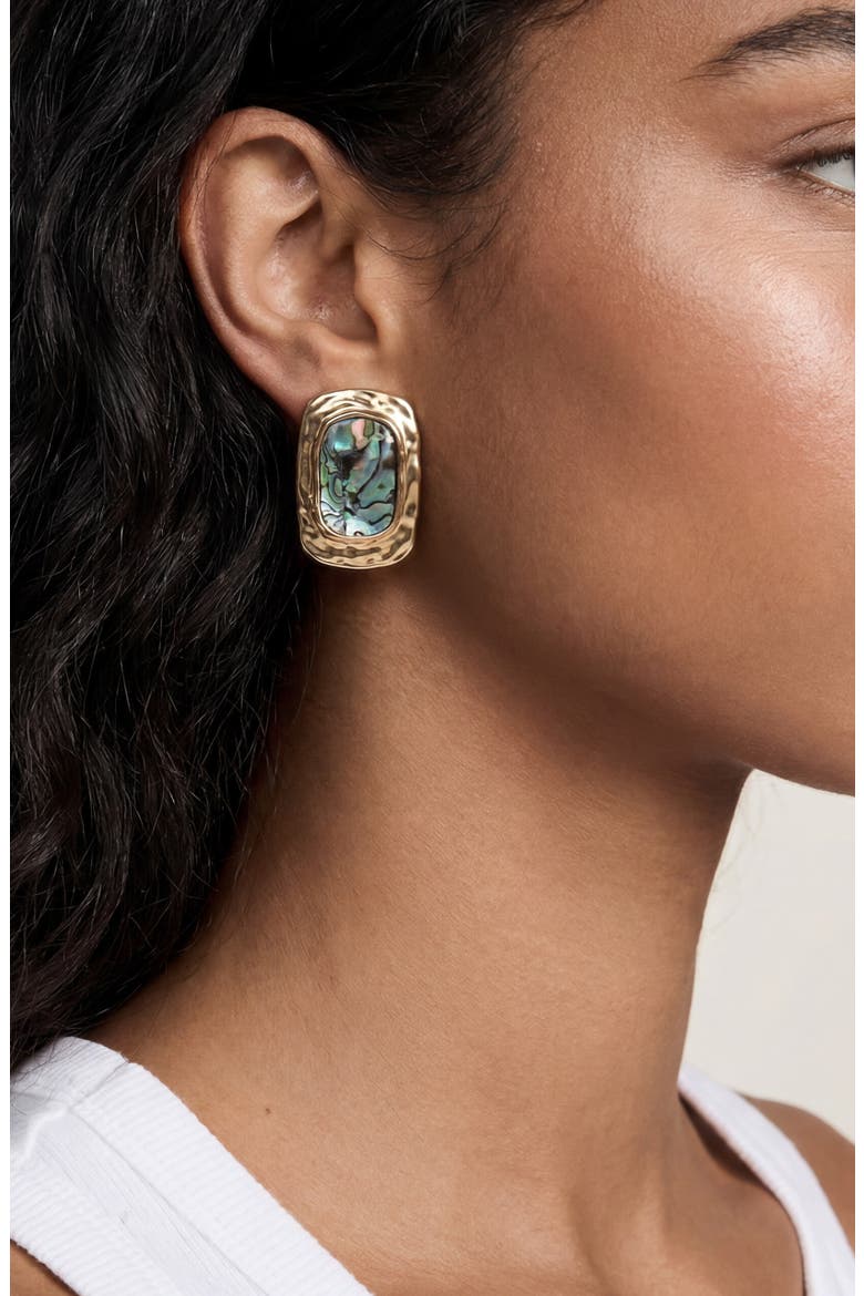 Abalone Rectangular Drop Earrings, Alternate, color, GOLD