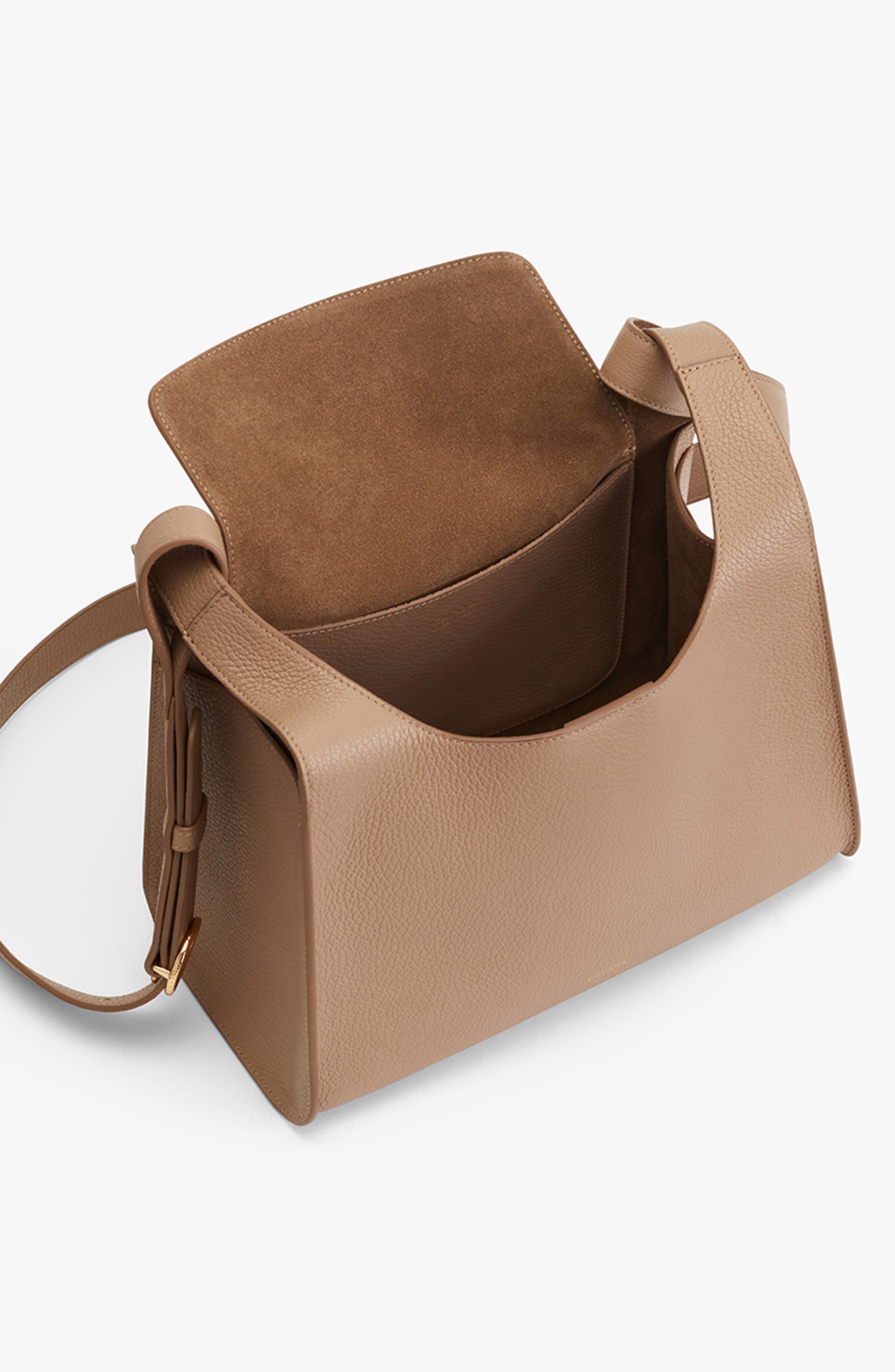 Double Loop Leather Crossbody Bag, Alternate, color, CAPPUCCINO